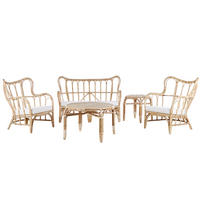 GARTENMÖBEL-SET 4-sitzer Rattan Beige Brindisi - Beige, Naturmaterialien - Beliani