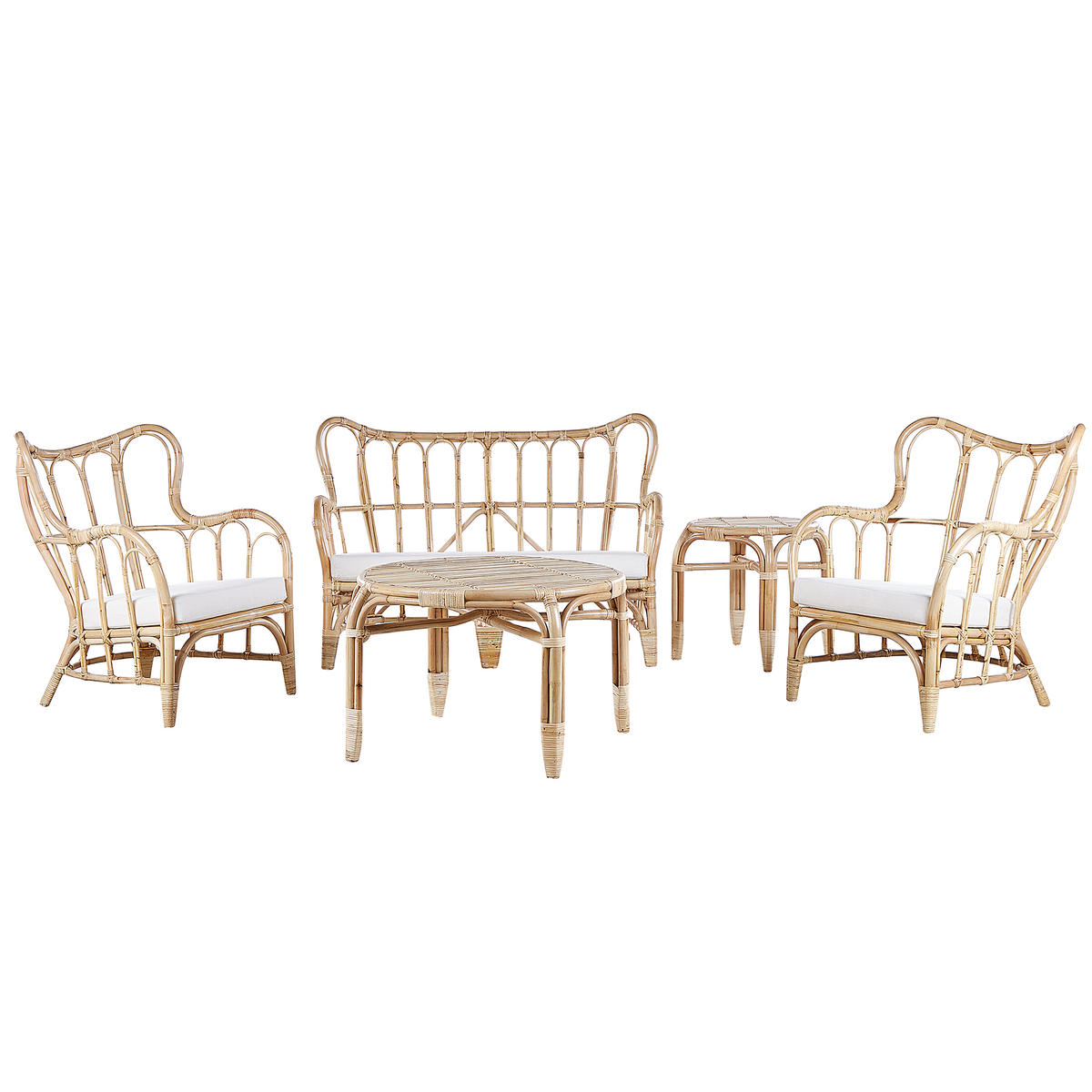 GARTENMÖBEL-SET 4-sitzer Rattan Beige Brindisi - Beige, Naturmaterialien - Beliani