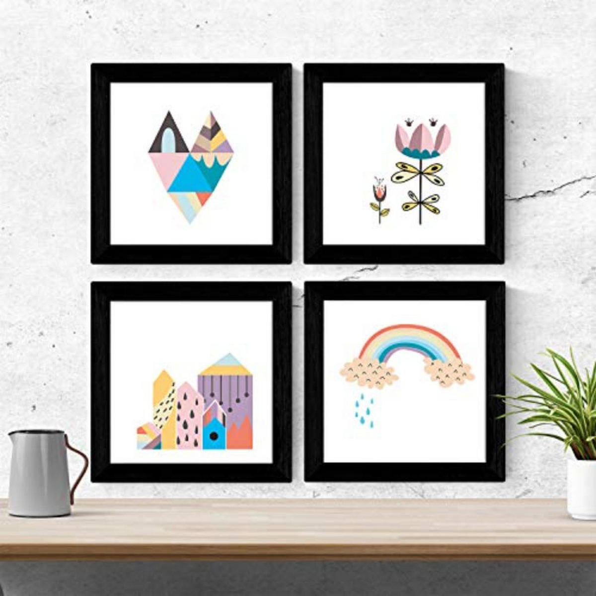POSTER Set mit 4 natur skandinavischen 20x20cm Rahmenlos - Klar, Papier (20/3cm) - Nacnic