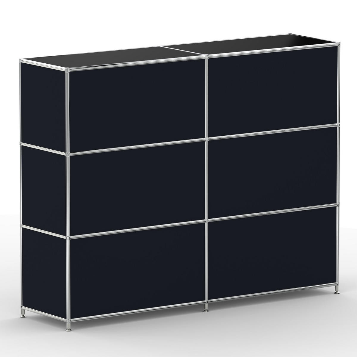 AKTENSCHRANK Büro, 6 offene Fächer, Breite 152 cm, Graphitschwarz - Chromfarben/Schwarz, Metall (40/118/152.2cm) - Versee