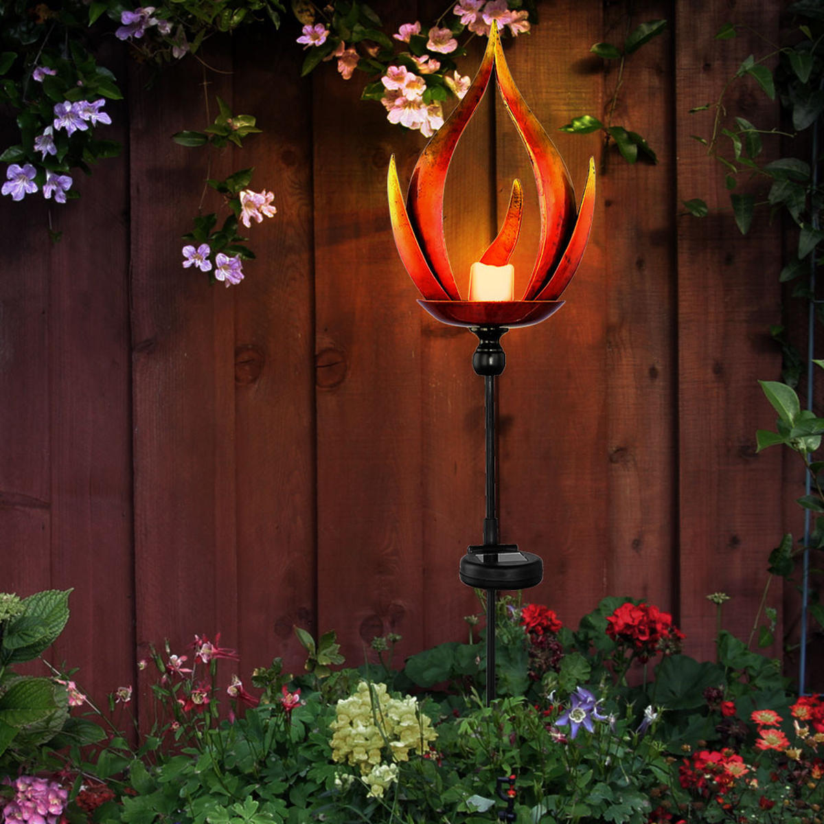 LED AUSSENLEUCHTE Metall Schwarz Feuereffekt 2er Set - Schwarz, Metall (18/18/93cm) - Globo Lighting