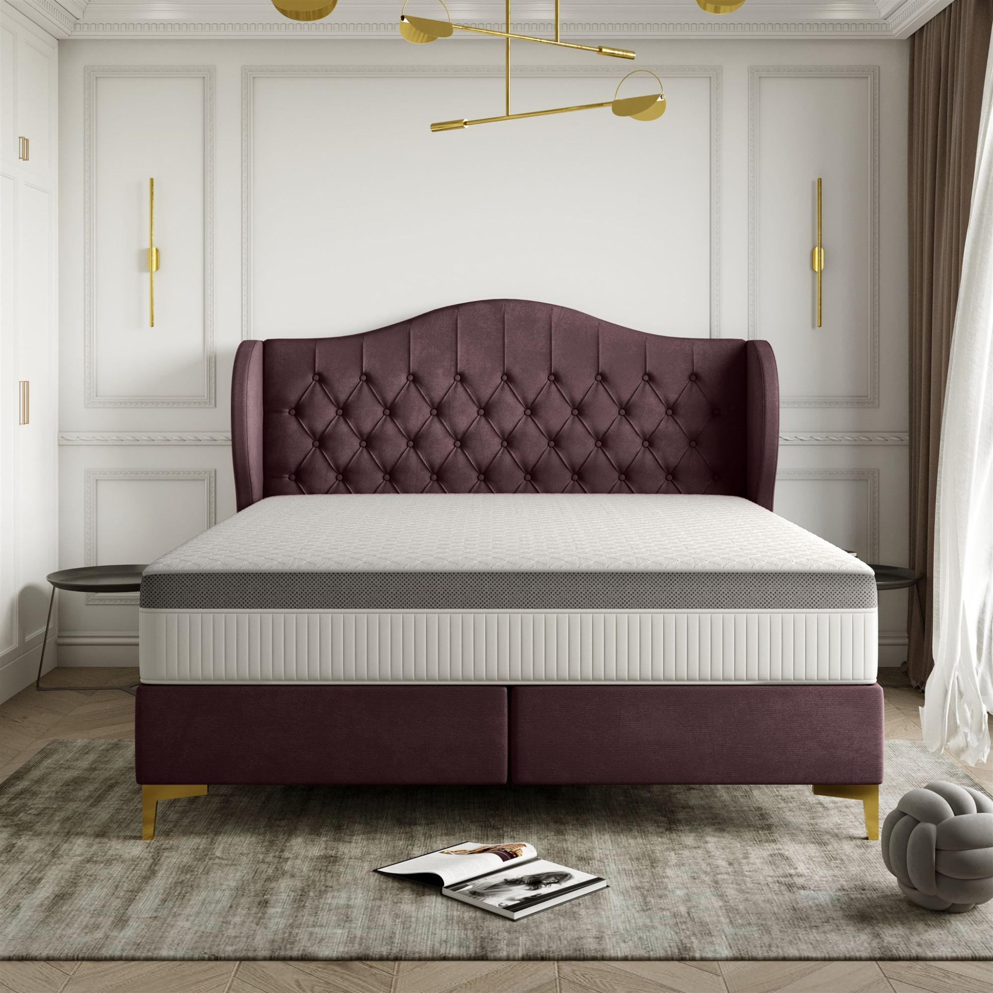 Thumbnail - Fun Möbel Polsterbett, Bordeaux, Textil, 140x200 cm, Schlafzimmer, Betten, Polsterbetten