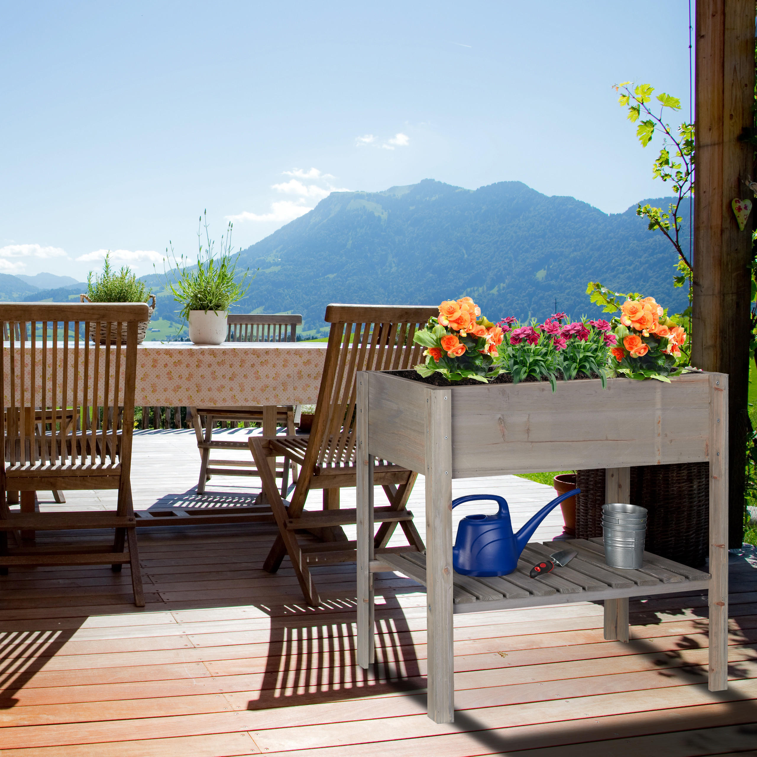 HOCHBEET - Grau, Holz (88/80/43.5cm) - Relaxdays