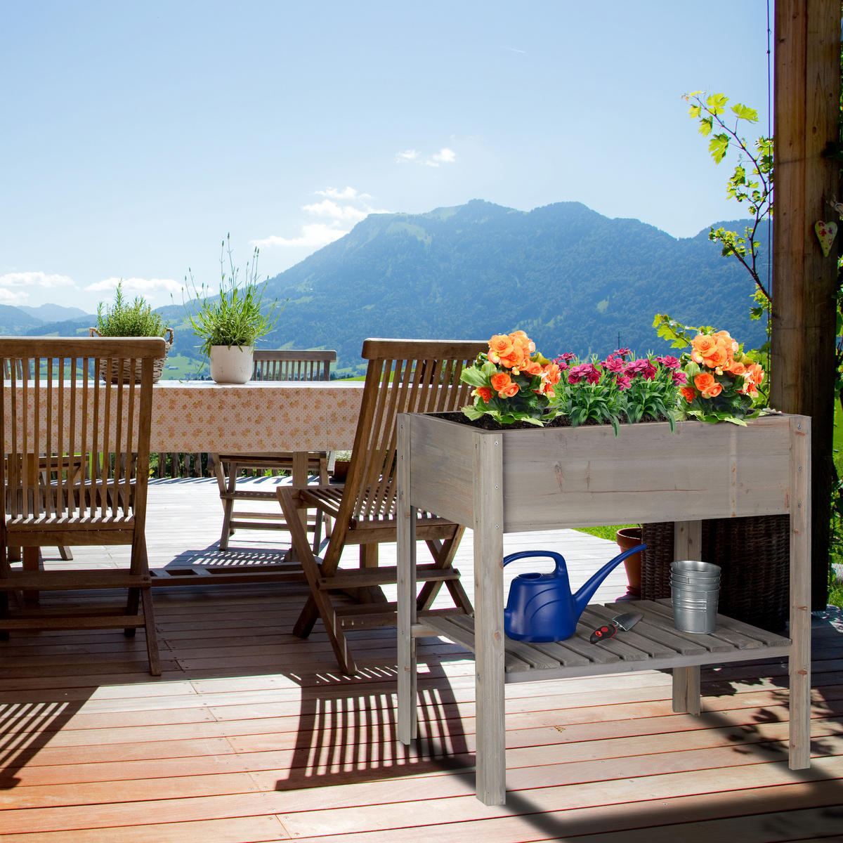 HOCHBEET - Grau, Holz (88/80/43.5cm) - Relaxdays