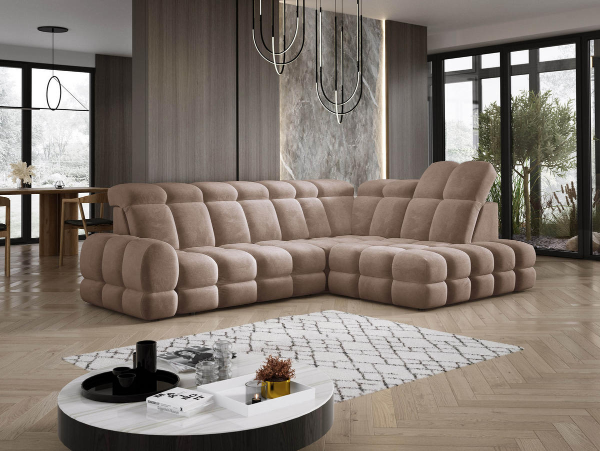 ECKSOFA TOLLO Salvador-stoff L-form 302x217x105 cm braun - Braun, Holz/Textil (217/302cm) - DomoHome