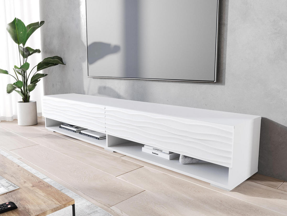 TV-LOWBOARD A180 MDF - Alufarben/Weiß, Holzwerkstoff/Kunststoff (180/30/33cm) - MIRJAN24