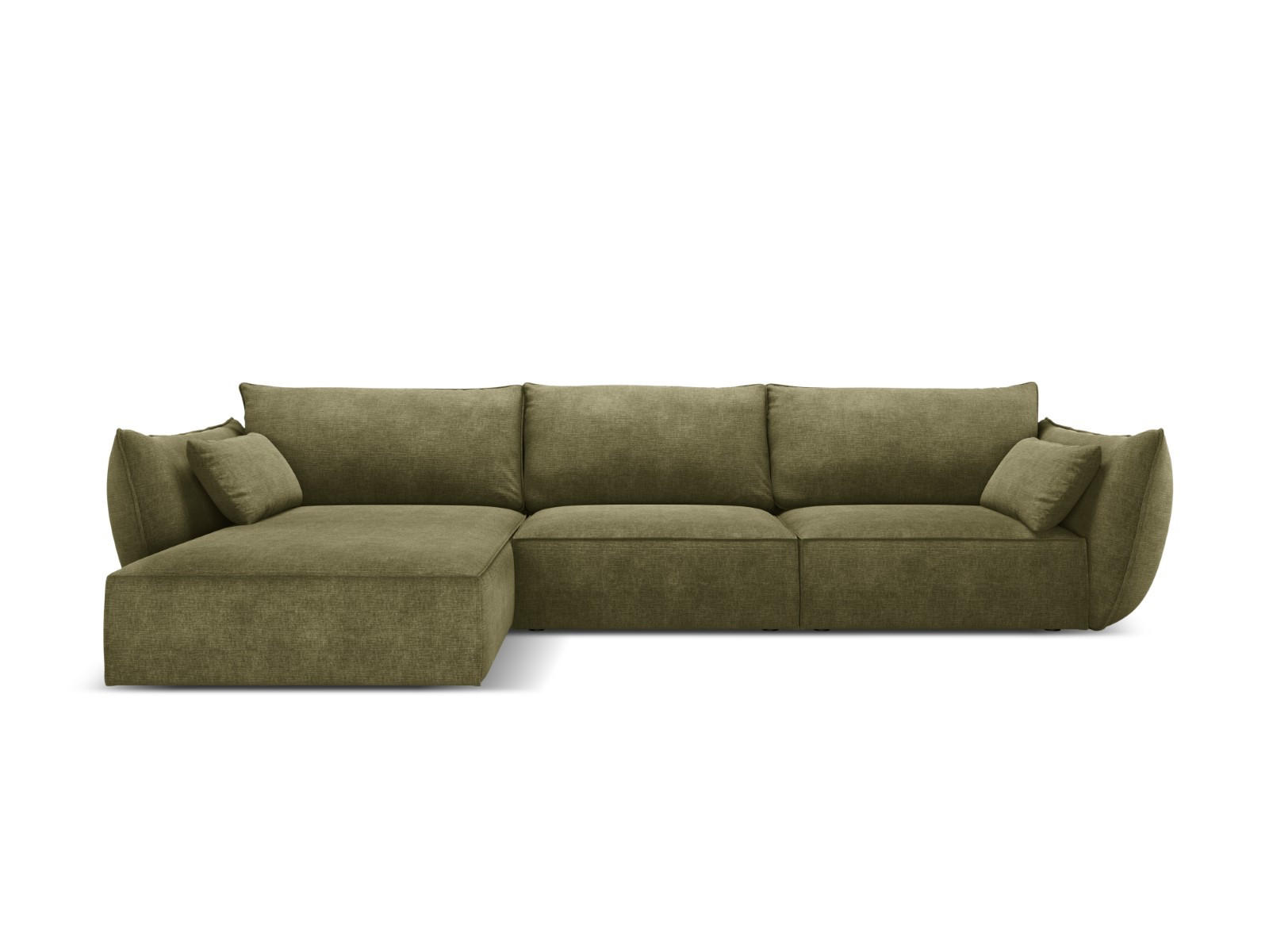 ECKSOFA links Kaelle aus Chenille-Stoff grün 4 Sitzplätze - Grün, Textil (171/308cm) - Micadoni