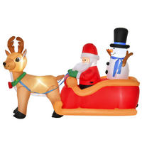 AUFBLASBARER Weihnachtsmann auf Schlitten mit Schneemann LED Polyester - Multicolor, Kunststoff (80/128/200cm) - HOMCOM