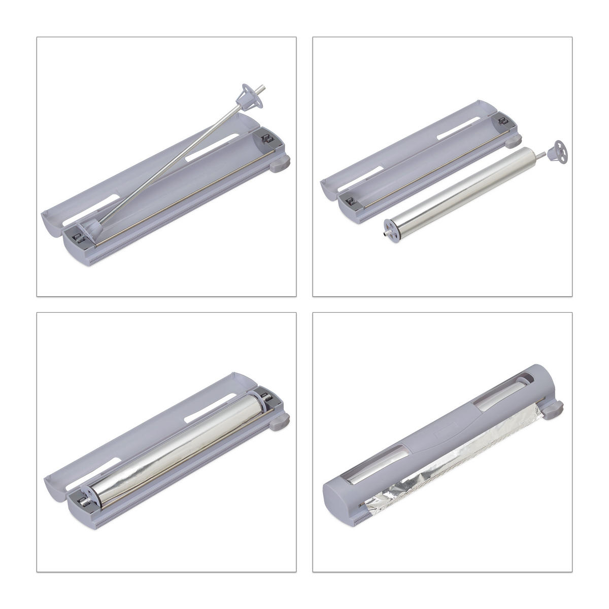 2XFOLIENSCHNEIDER - Grau, Kunststoff/Metall (37/5/8cm) - Relaxdays