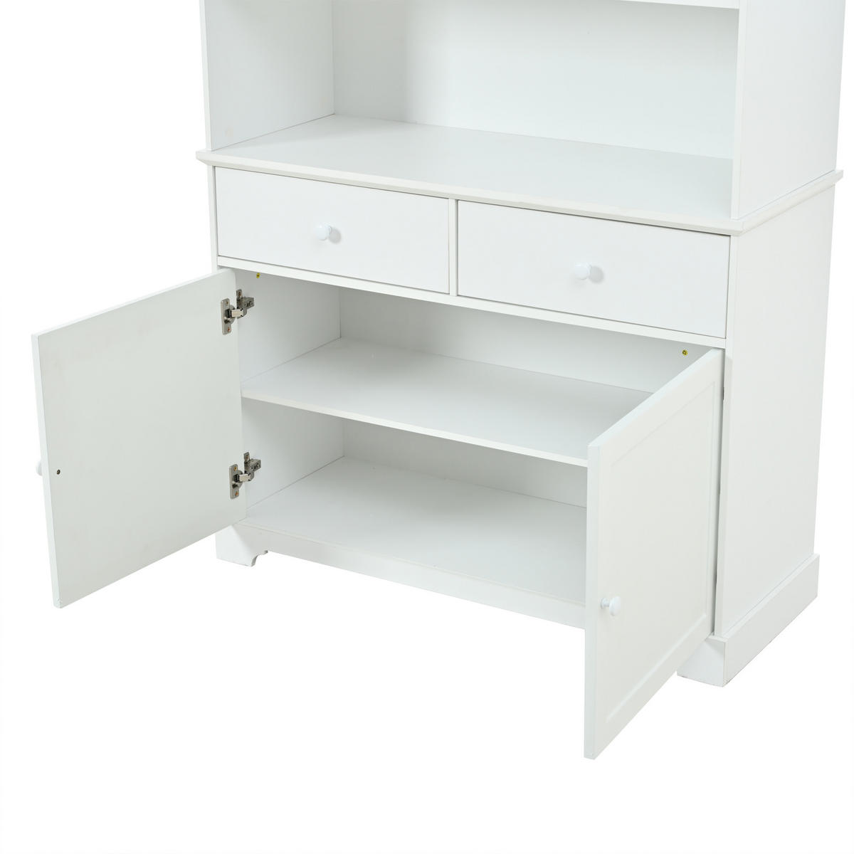 VITRINE LED Glasvitrine 170cm 2 Türen 2 Schubladen Weiß - Weiß, Holzwerkstoff (100/170/38cm) - FLIEKS