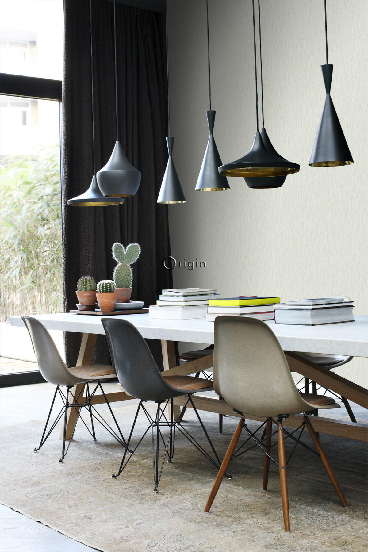 TAPETE Stein-Optik 53 cm x 10.05 m - Grün, Papier (53/1000cm) - Origin Wallcoverings