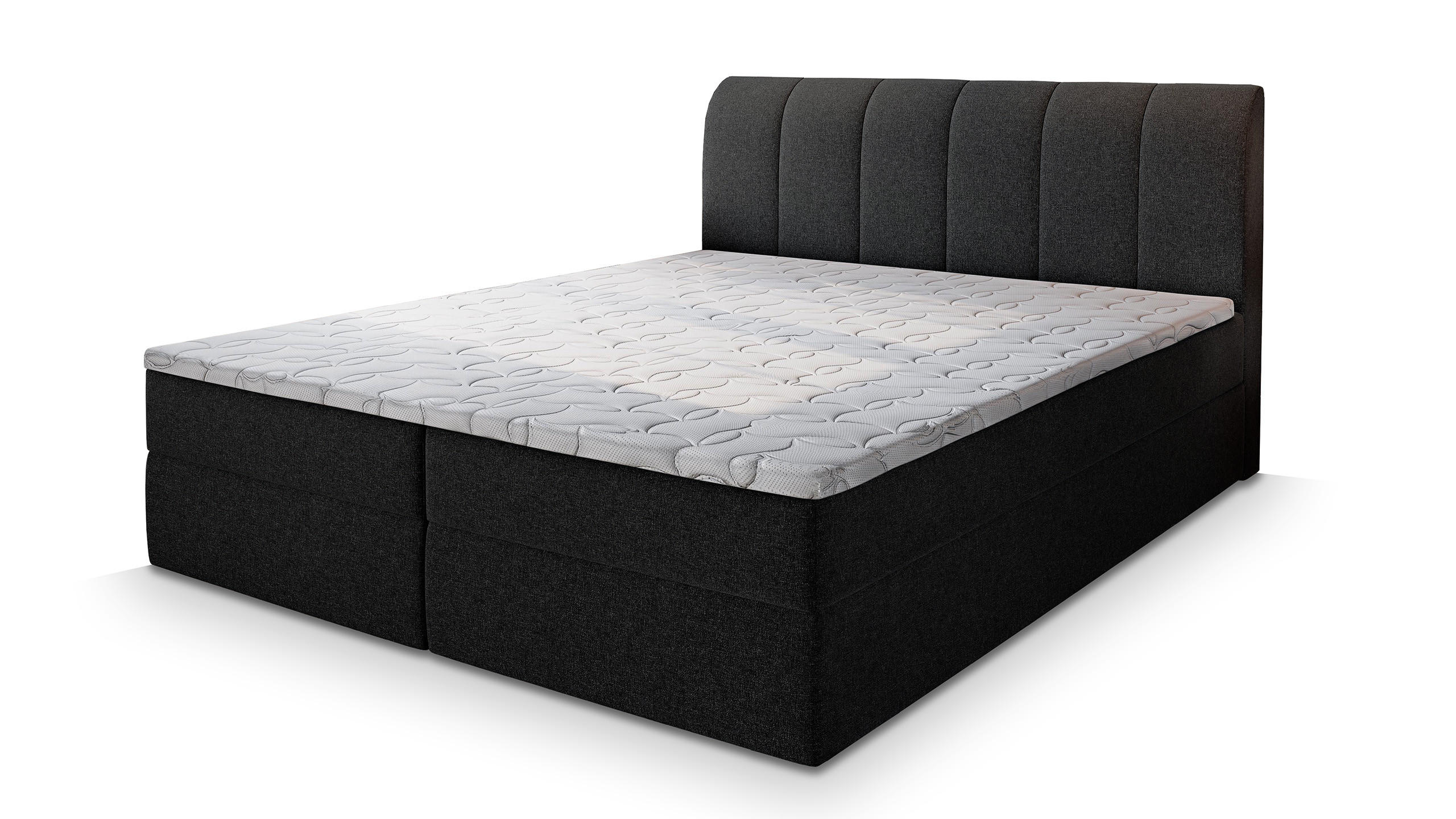 BOXBETT CEVANO 140x200 cm mit Matratze und Topper - Schwarz - Schwarz, Holz (140/200cm) - MASSENO