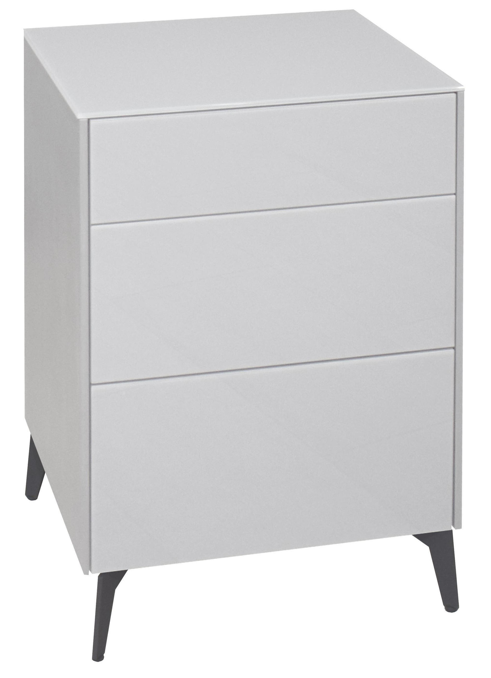 KOMMODE Elfi 52x42x78 Hochglanz Kreidegrau/Glas Kreidegrau - Hellgrau, Holzwerkstoff (52/78/42cm) - 58aufmkessel