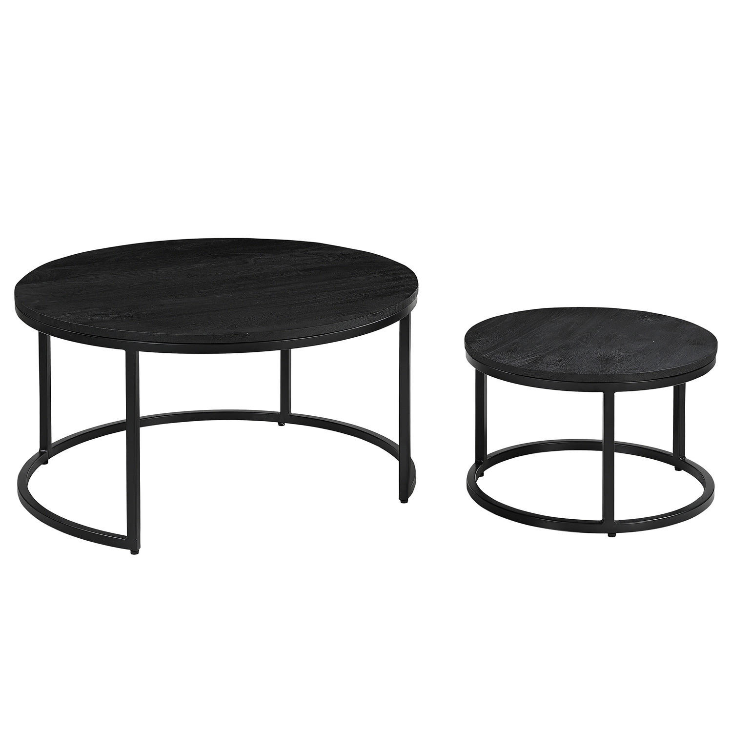 COUCHTISCH-SET - 2-teilig - Schwarz/Akaziefarben, Holz (80/80/42cm) - home24