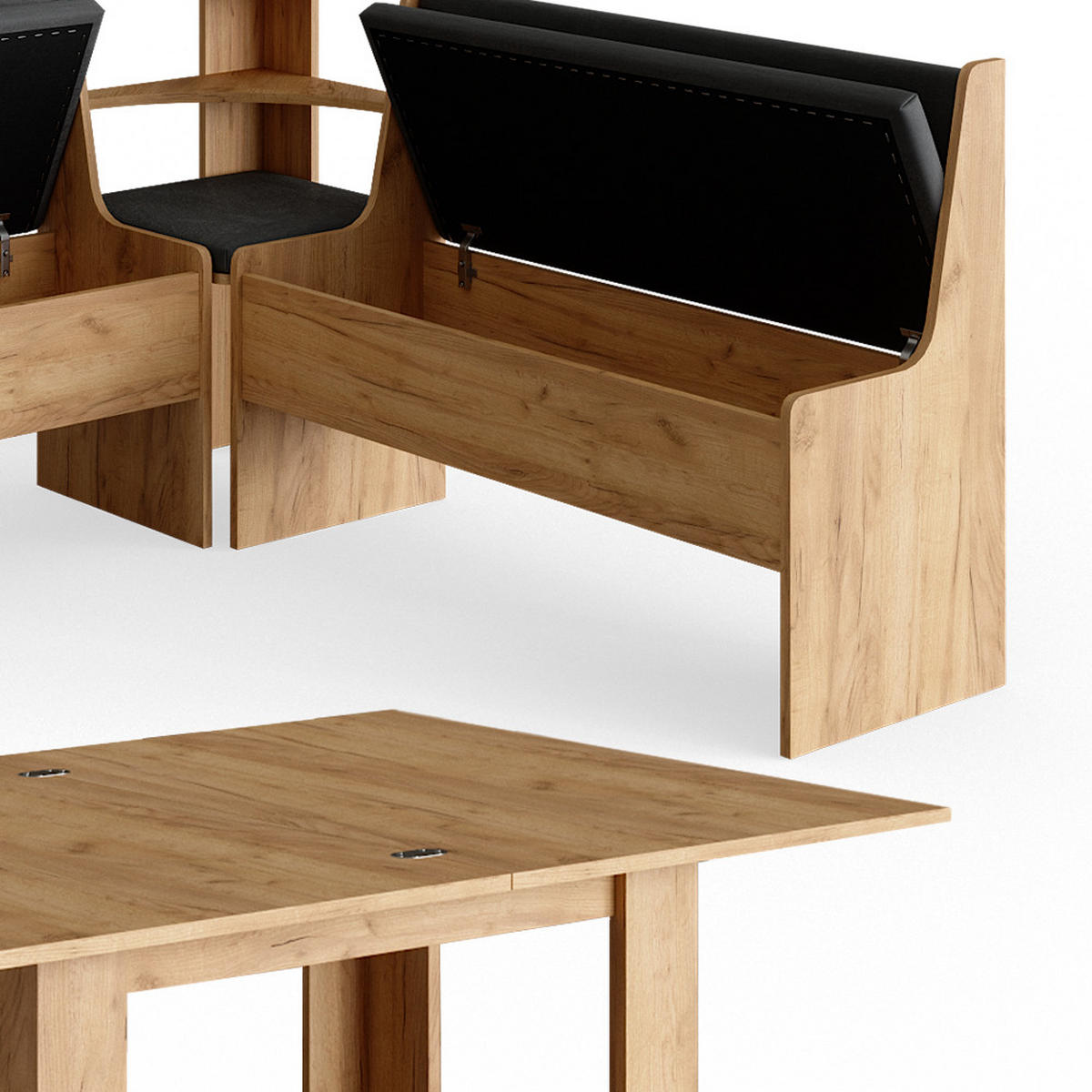 ECKBANKGRUPPE Roman Goldkraft Eiche 150 x 41.5 cm mit Tisch - Honigeiche/Anthrazit, Holzwerkstoff (150/80/150cm) - Vicco