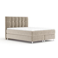 BOXSPRINGBETT Chanton Beige 180/200 cm mit Latex-Topper - Beige/Silberfarben, Holz/Holzwerkstoff (180/200cm) - Maison de Reve