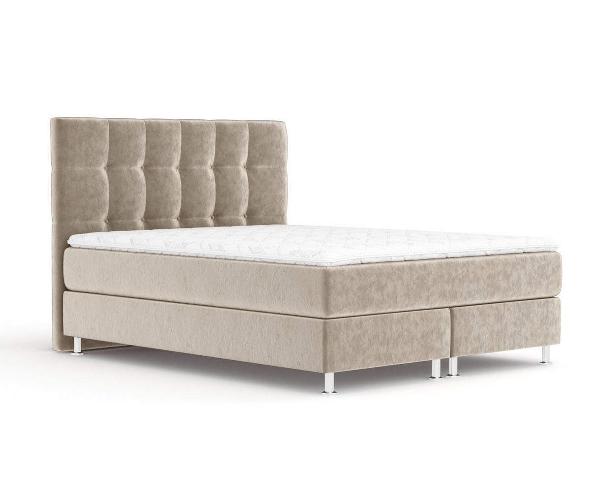 BOXSPRINGBETT Chanton Beige 180/200 cm mit Latex-Topper - Beige/Silberfarben, Holz/Holzwerkstoff (180/200cm) - Maison de Reve