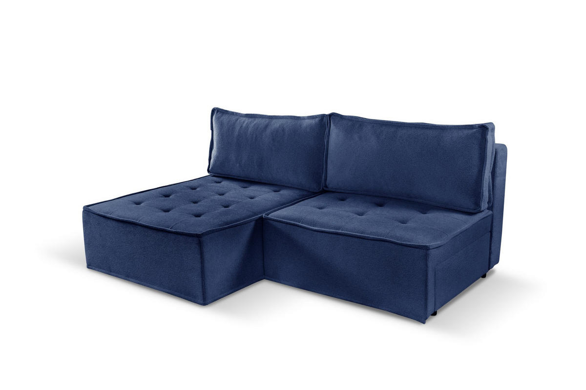 ECKSOFA Bohoo Mini Modernes Mit Schlaffunktion Blau Links - Blau, Holz (140/200cm) - Kaiser Möbel