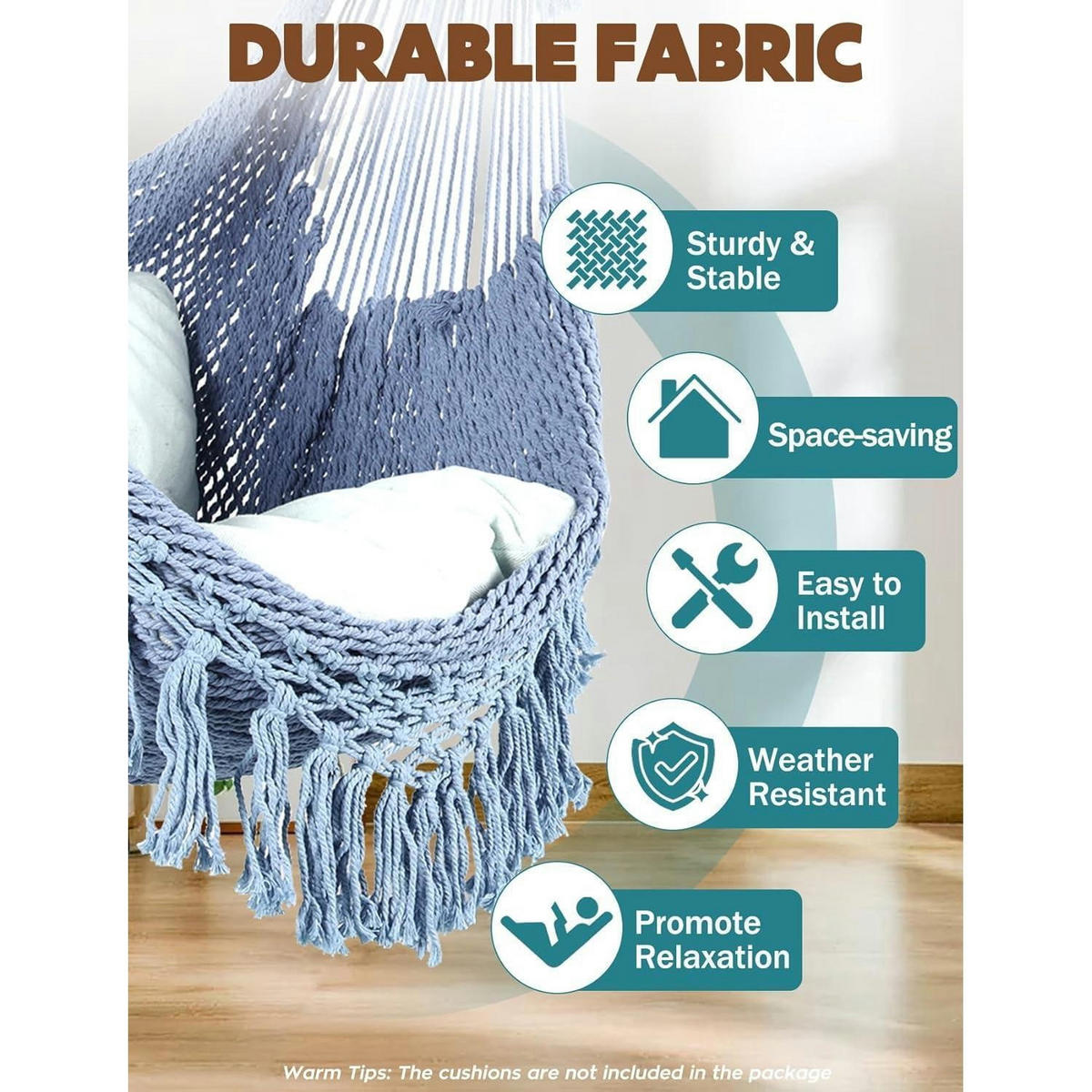 HÄNGESESSEL Baumwolle Hellblau 240 x 80 cm - Hellblau, Textil (80/1.5/240cm)