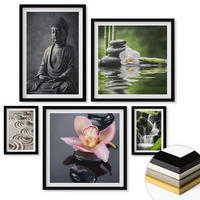 WANDBILDER 5er-Set - 50x50 cm & 20x30 cm & 40x60 cm Schwarzer Rahmen - Red Accents London - Schwarz, Kunststoff (40/60cm) - ArtPrintCave