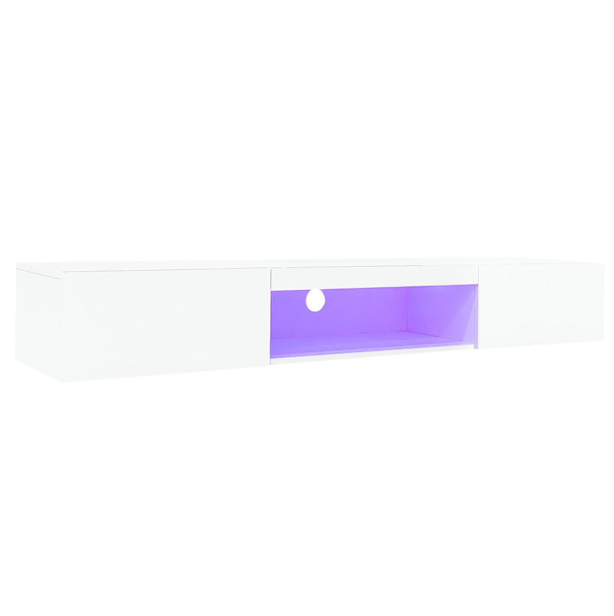 TV-WANDBOARD 160/31/22 cm Weiß aus Spanplatte mit LED-Beleuchtung - Weiß, Holzwerkstoff (160/22/31cm) - OKWISH