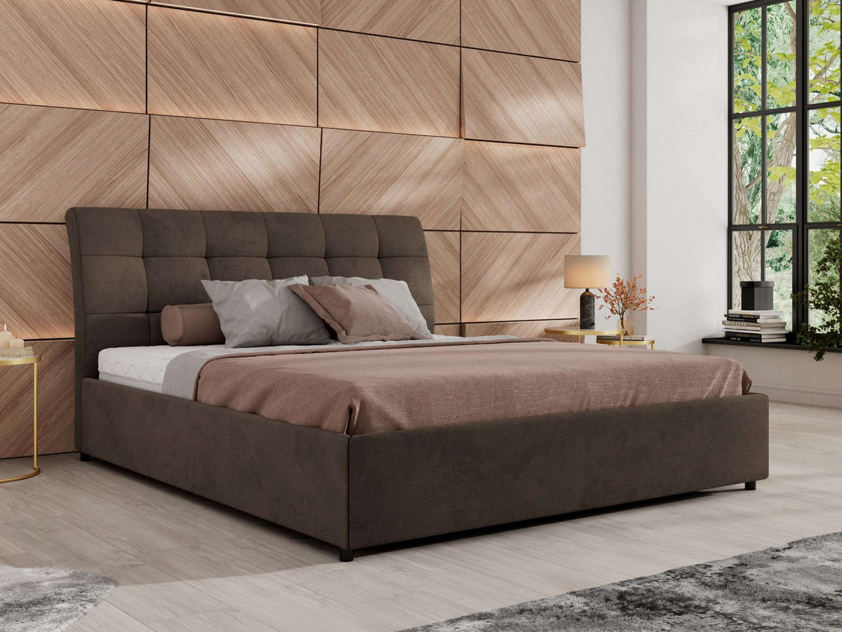 POLSTERBETT GALA CLASSIC 180/200 - Braun Velvet - Schaum-Matratze - Braun, Textil (180/200cm) - MKS