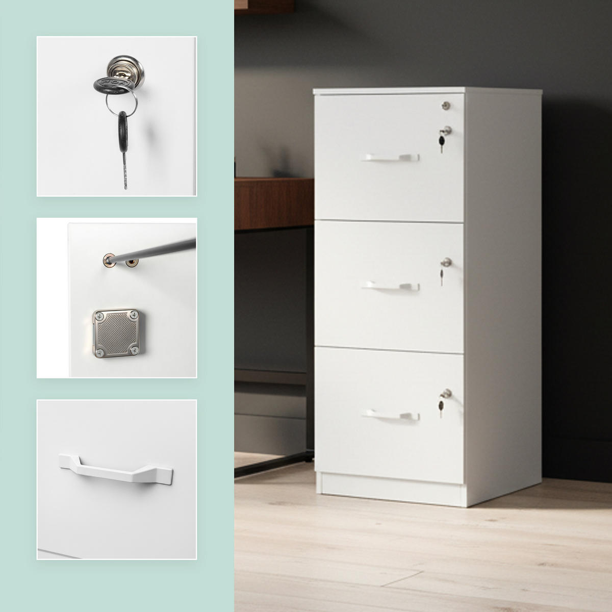 AKTENSCHRANK - Weiß, Holzwerkstoff/Metall (40/103/40cm) - Relaxdays