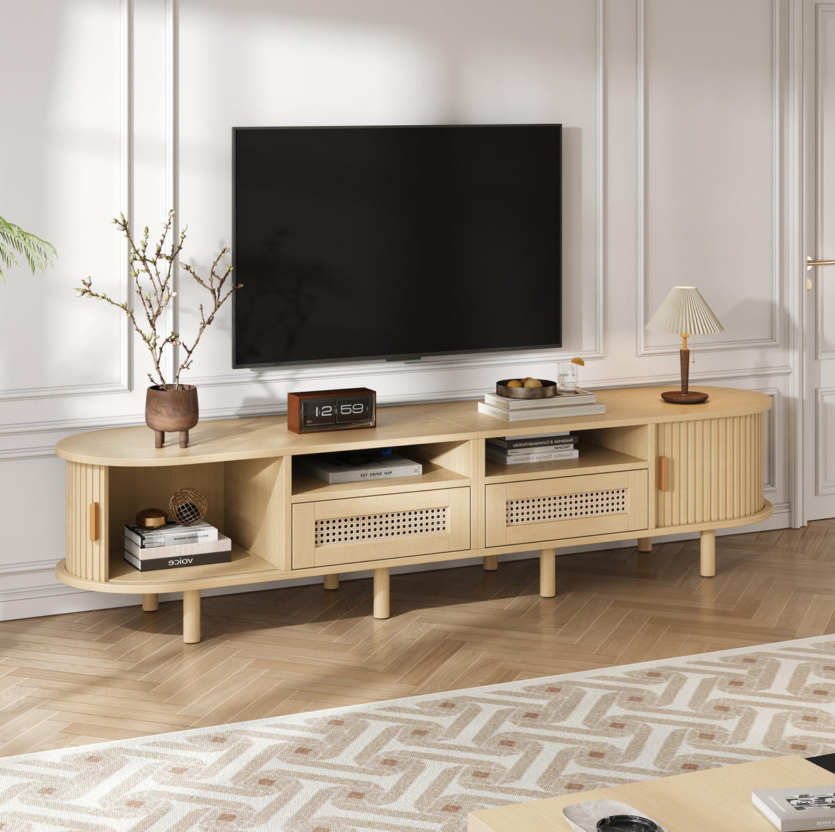 TV-LOWBOARD mit 2 Schubladen 170 x 40 x 40 cm in heller Holzfarbe - Hellbraun, Holz (40/40/170cm) - Beauniv