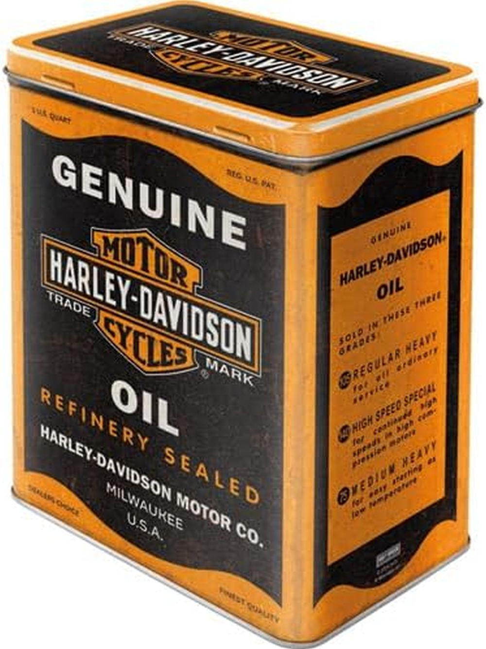 VORRATSDOSE L Harley-Davidson Genuine Oil - Multicolor, Metall (14/20/10cm) - Nostalgic-Art