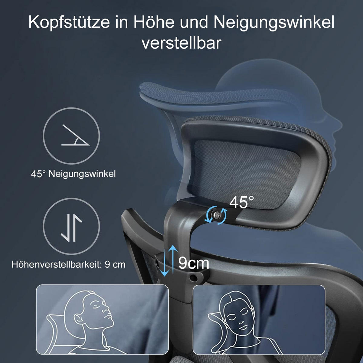 DREHSTUHL HxBxT 129x66x69cm Sitzhöhe 42cm ergonomisch verstellbare Lordosenstütze 150kg belastbar mit Fußstütze Schwarz - Schwarz, Kunststoff (66/129/69cm) - PROREGAL