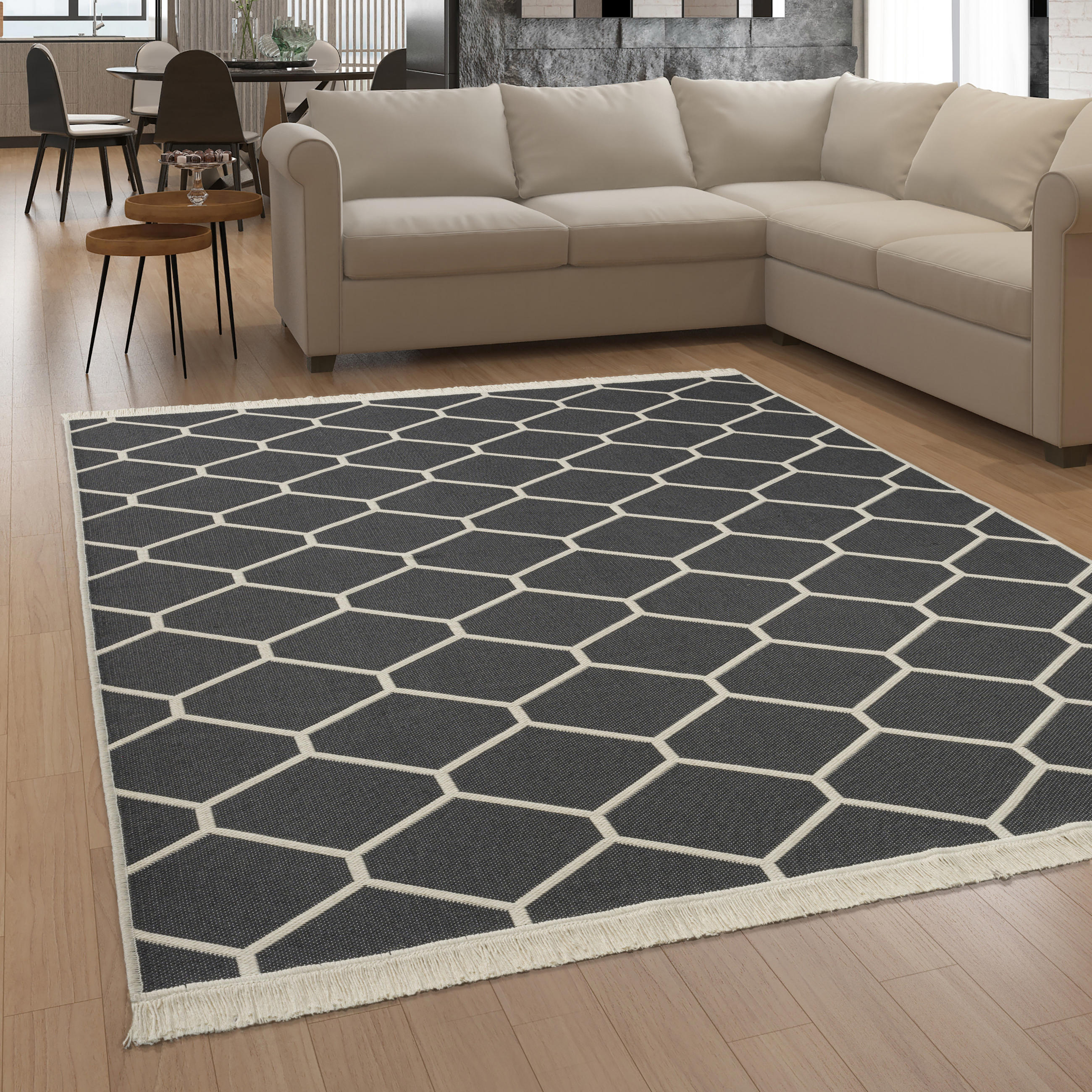 KURZFLORTEPPICH 160/220 cm Skandi 145 - Anthrazit, Textil (160/220cm) - Paco Home