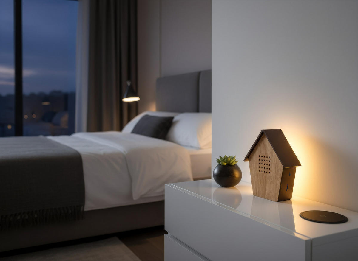 NATURGERÄUSCHEBOX - Vogelzwitscher mit LED-Beleuchtung und Bewegungssensor für stimmungsvolle Akzente, 2er-Set - Weiß, Kunststoff (3.5/9.9/11cm) - Northpoint