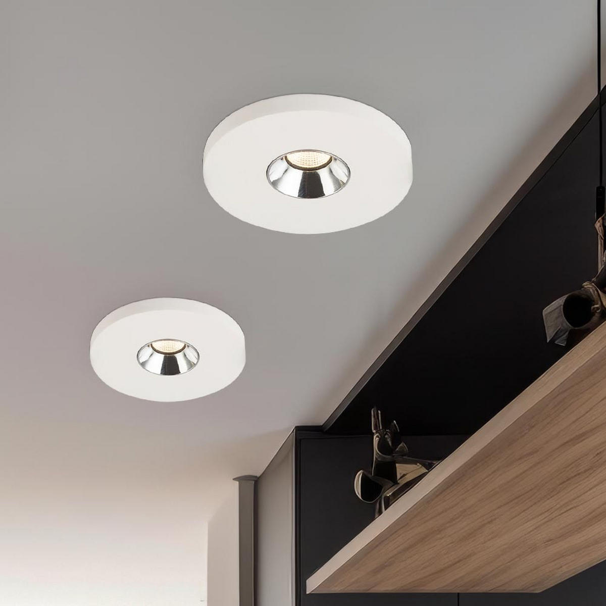 LED EINBAUSTRAHLER Christine Gips Weiß Chrom 2er Set - Weiß, Metall (9/6/9cm) - Globo Lighting