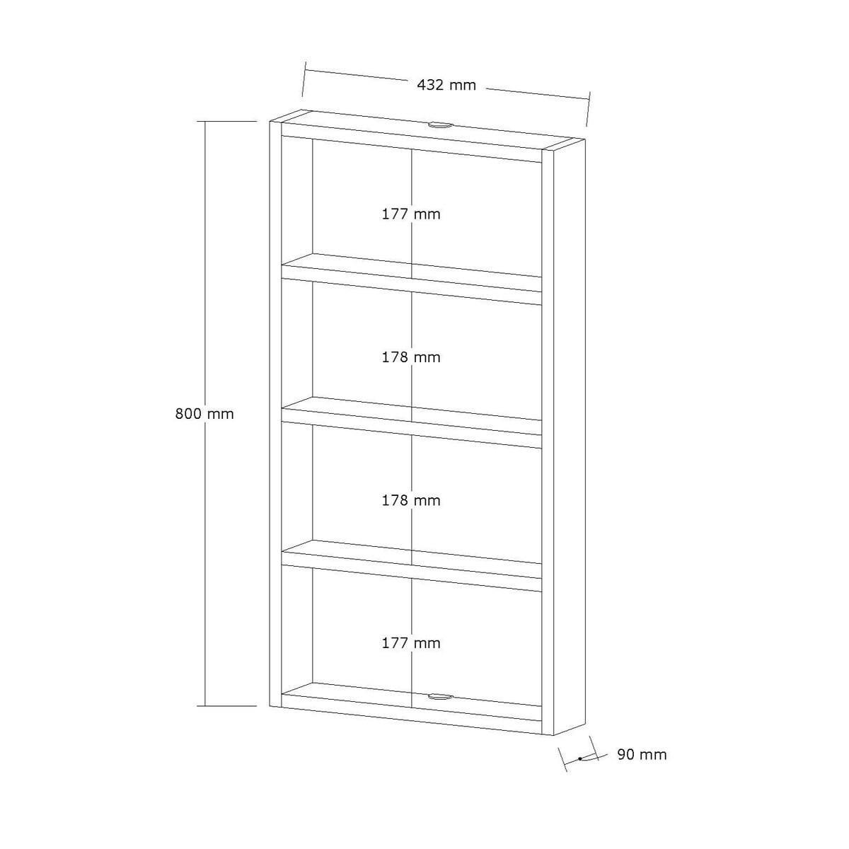WANDREGAL mit 4 Ablagen - lya 43,2/9/80 cm - Naturfarben, Holzwerkstoff (9/80/43.2cm) - Calicosy