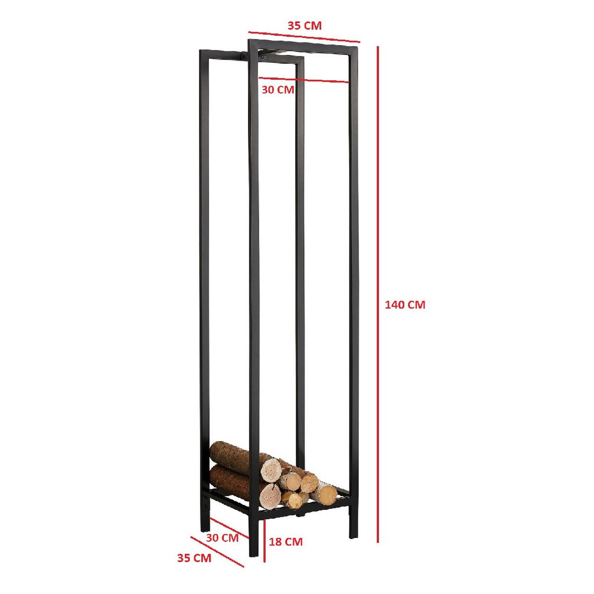 KAMINHOLZREGAL METALL SCHWARZ - Schwarz, Metall (35/140/35cm) - moebel17