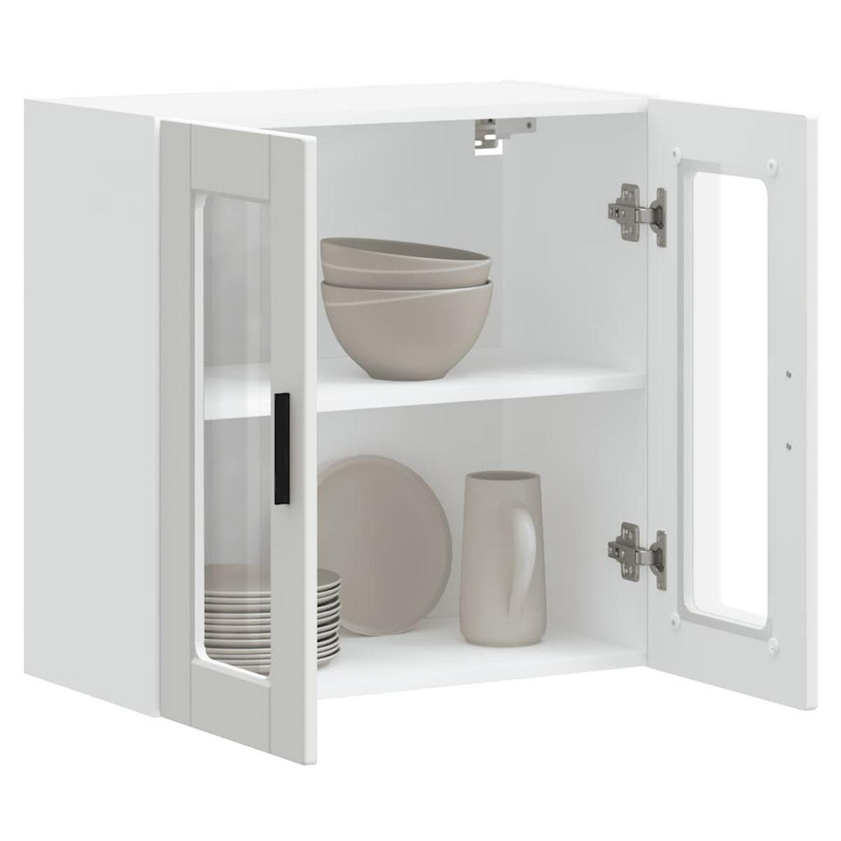 KÜCHENOBERSCHRANK Porto mit 2 Glas Türen 60/31/60 cm aus Holzwerkstoff Weiß - Weiß, Holz (60/60/31cm) - vidaXL