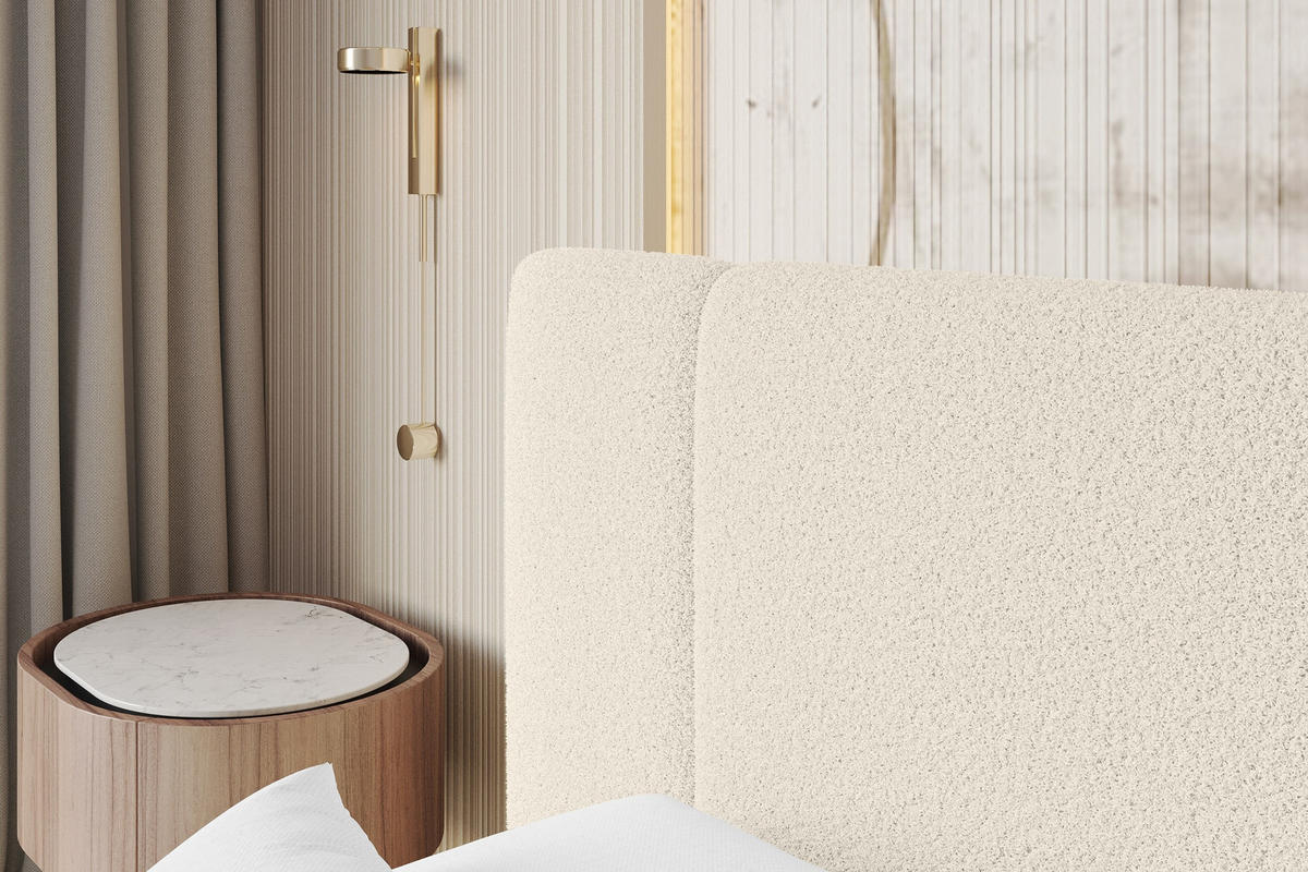 POLSTERBETT mit Bettkasten und Lattenrost, Boxbett ohne Matratze - RIVO 200x200 Beige - Champagner, Holzwerkstoff/Textil (200/200cm) - ALTDECOR