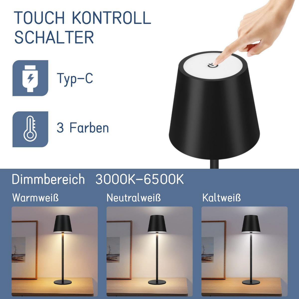 LED-TISCHLEUCHTE Osnabrück(2er-set) 11/11/37.5 cm - Schwarz, Metall (11/11/37.5cm) - Nettlife