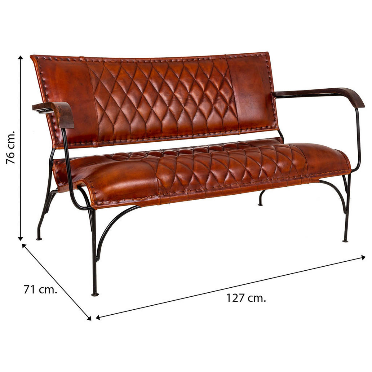 BANK aus Metal 127x71x76 cm - Braun, Metall (127/76/71cm) - Wanderlust