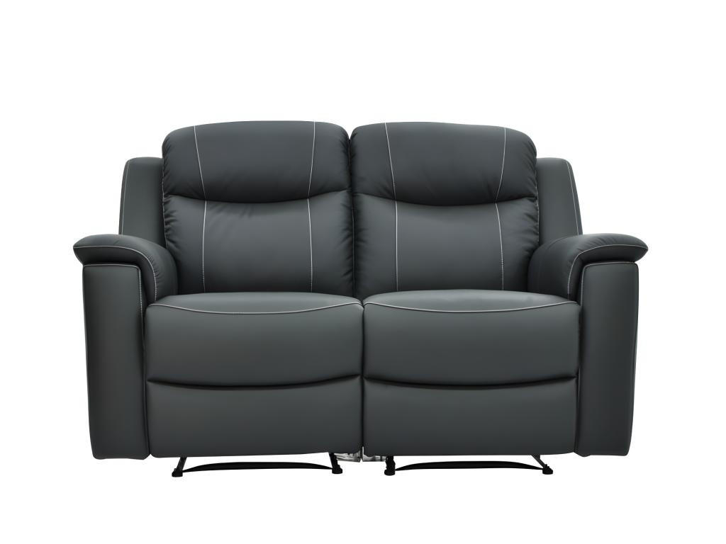 RELAXSOFA Leder 2-Sitzer - Anthrazit - EVASION - Anthrazit, Leder (96/100/156cm) - Vente-Unique