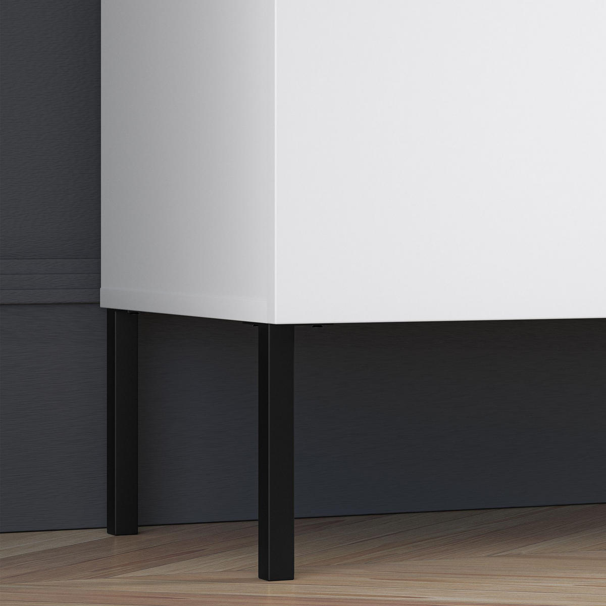 KOMMODE NEBRO,Weiß - Schwarz/Weiß, Holzwerkstoff (100/120/37cm) - KONSIMO®