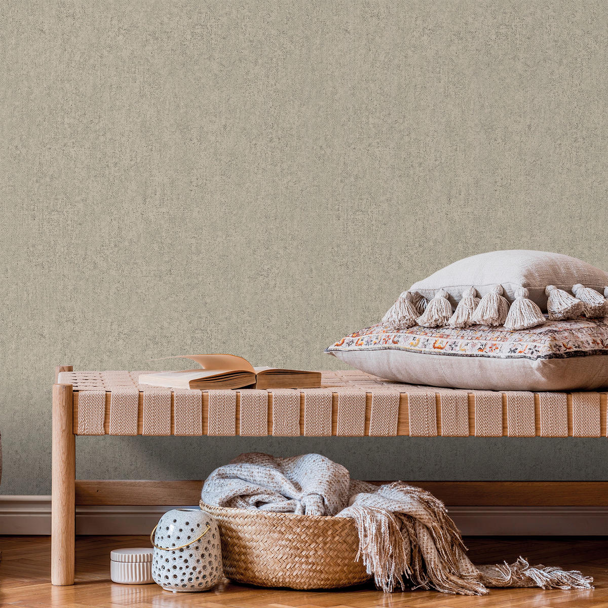 TAPETE Leinen-Optik 53 cm x 10 m - Beige, Papier (53/1000cm) - Sanders & Sanders
