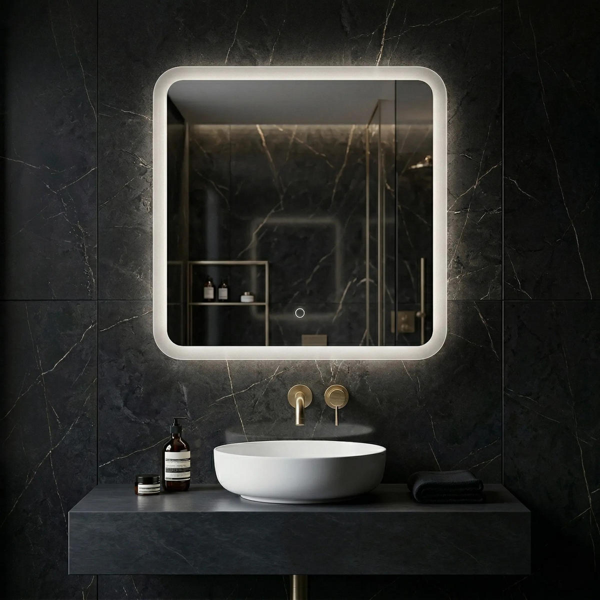 SPIEGEL Rea Led 70x70cm Top-2 - Transparent, Glas (70/2/70cm) - REA