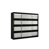 KLEIDERSCHRANK SOLTI mit LED - 250 cm - Schwarz - Schwarz, Holzwerkstoff (250/215/61cm) - ALTDECOR