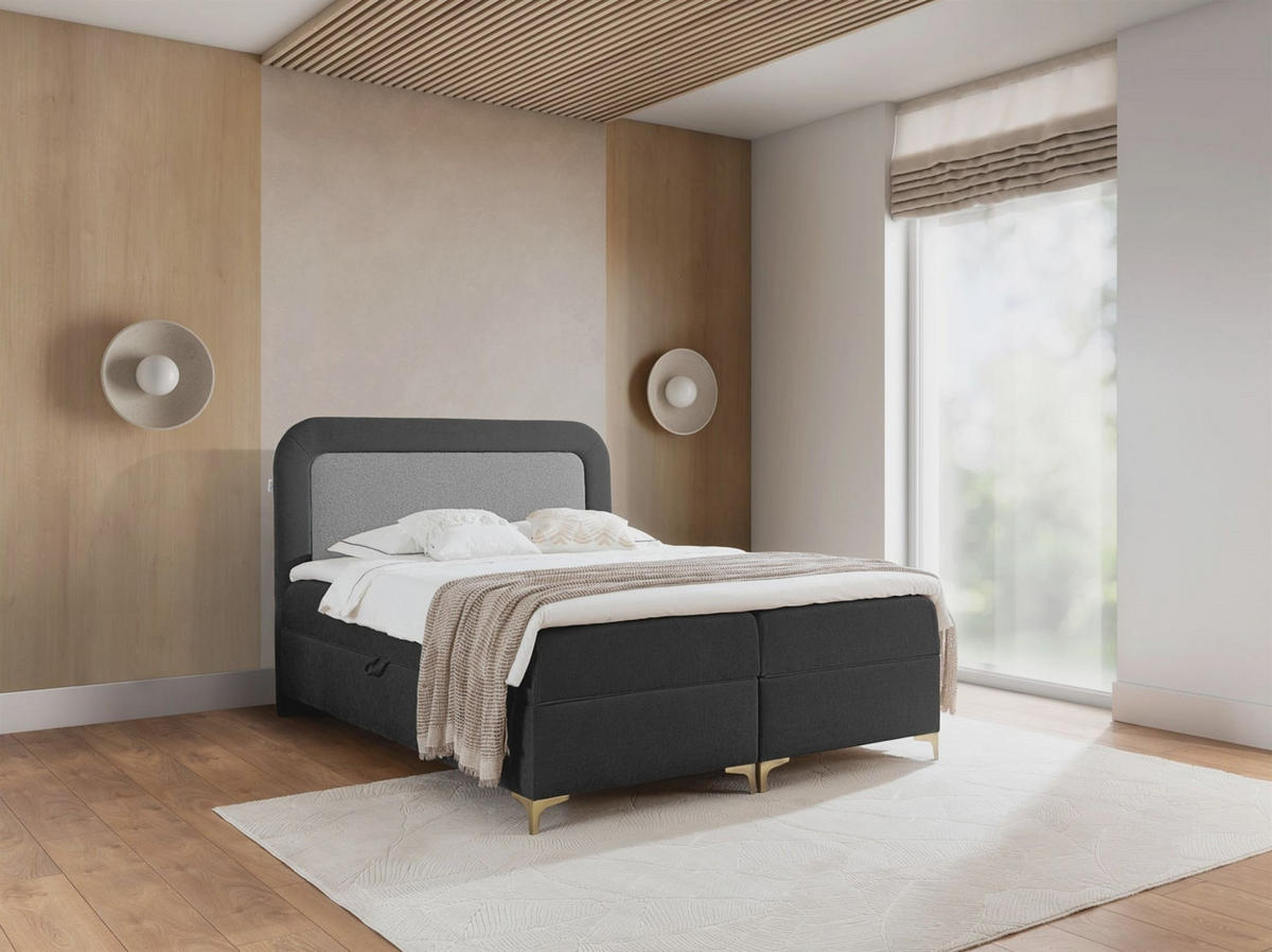 BOXBETT Willow - Anthrazit, Holzwerkstoff/Textil (180/200cm) - Fun Möbel