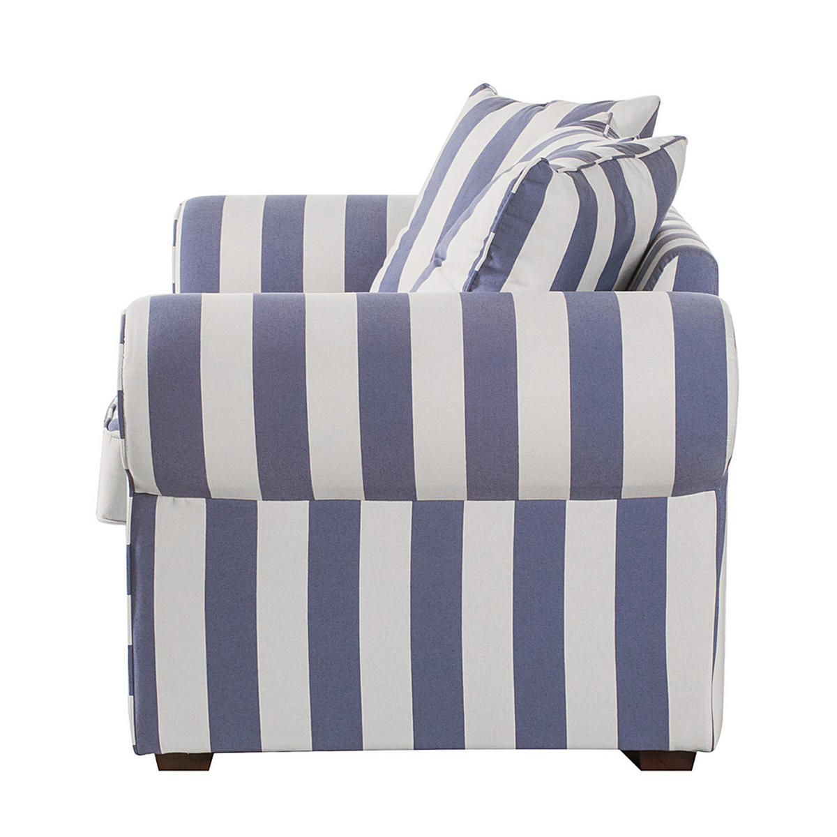 2-SITZER SOFA - Webstoff - gestreift - Blau/Dunkelbraun, Buchenholz/Textil (187/88/88cm) - home24