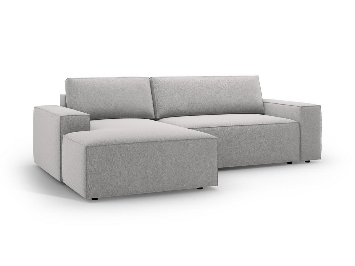AUSKLAPPBARES-ECKSOFA links mit Container Jodie aus strukturiertem Stoff hellgrau 3 Sitzplätze - Hellgrau, Textil (246/151cm) - Micadoni