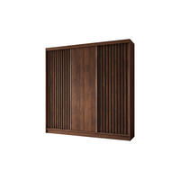 SCHWEBETÜRENSCHRANK Erika 240 cm mit Lamellen ohne Spiegel 3-türig, Nuss Warmia, schwarz - Dunkelbraun/Schwarz, Kunststoff (240/216/51cm) - Margaret Hadas24