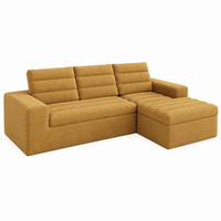 SOFA Modulares Ecksofa mit Hocker 253 x 161 x 89 cm Orange - Orange, Kunststoff (161/253cm) - Meubliv