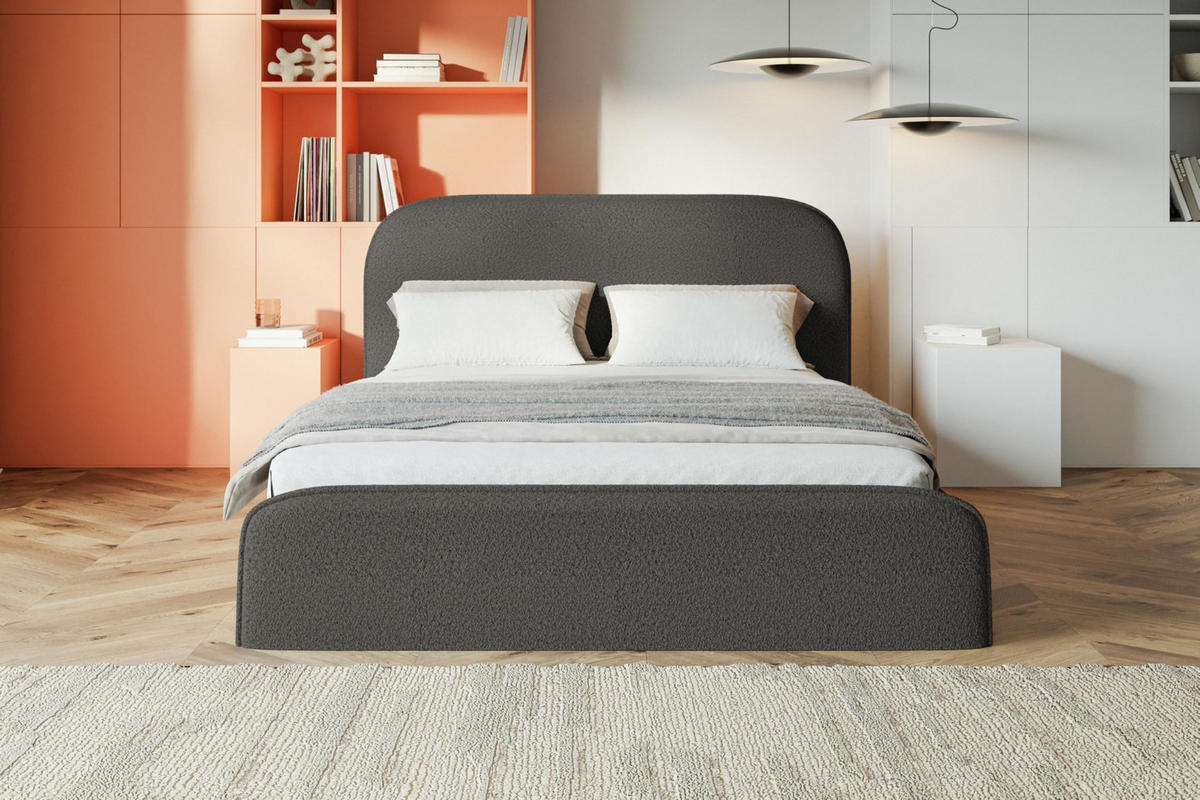 BETT 90x200 - Polsterbett mit Bettkasten und Holzrahmen - Modern Betten - Kuscheliger Catch-Me-Stoff - Kollektion Vienna - Grau - Grau, Holz/Textil (90/200cm) - Alpi-Möbel